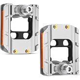KOOTU Bike Pedals with Reflective Strips, Universal 9/16 Inch Mountain Bike Pedals, Non-Slip Aluminum Alloy Bicycle Pedals for Road BMX MTB Bike