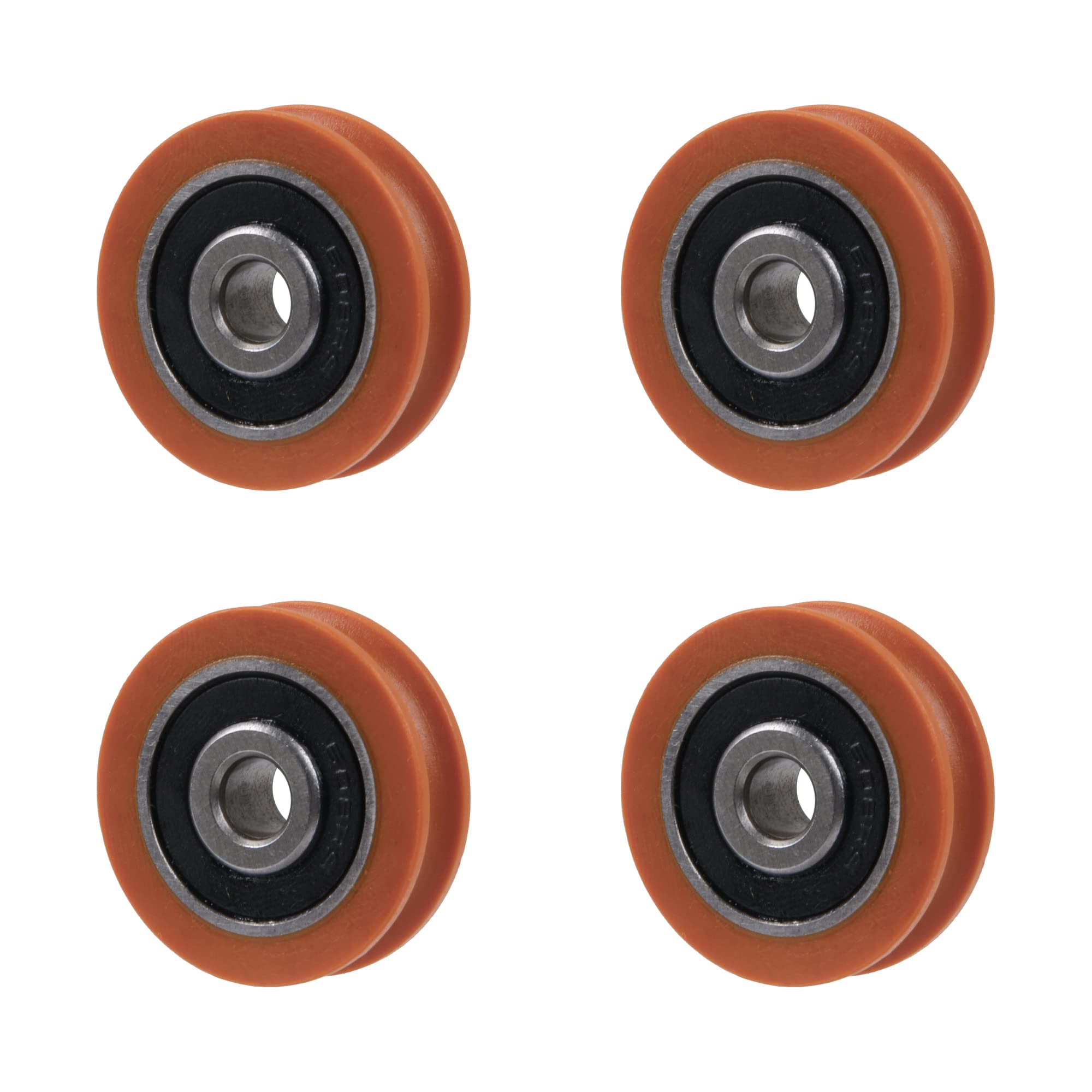 CNBTR 5mm Width 2.5mm Depth Groove Orange Color Plastic Pulley with Steel Bearings for Max-load 67kg Pack of 4