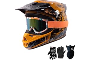 Loyoriwy DOT Approved Kids ATV Helmet with Visor Electric Dirt Bike for Kids 8-14 Lightweight Multi Sport Motorcycle Helmet for Boys Girls Youth BMX, Motocross,Dirt Bike Helmet