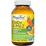 MegaFood Baby & Me 2 Prenatal Multivitamin with Folate (Folic Acid Natural Form), Choline, Iron, Iodine, and Vitamins C, D an