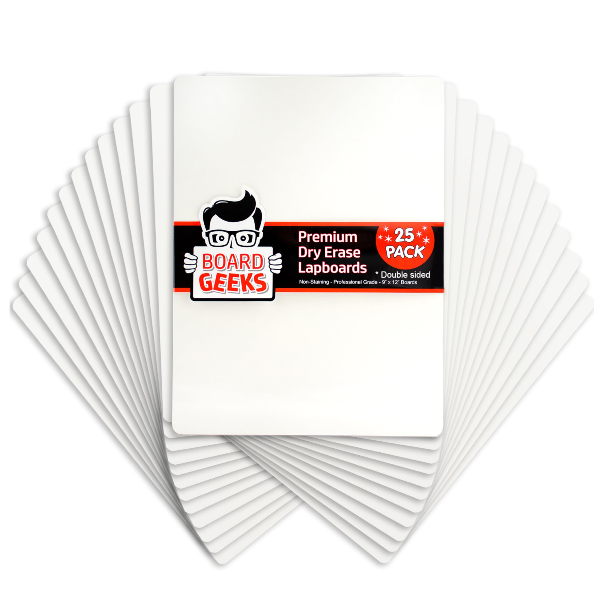 Photo 1 of Board Geeks Dry Erase Board 9"x12"- Small 25 Classroom Mini White Boards for Students, Teachers | Double Sided Small White Board Bulk (25 Pk)