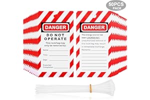 TKCHAX Lockout Tagout Tags 50 Pcs/Pack,Danger Do Not Operate Equipment Labels with 50 Zip Ties,OSHA Compliant Loto for Lock Out Tags Out,Equipment Repair