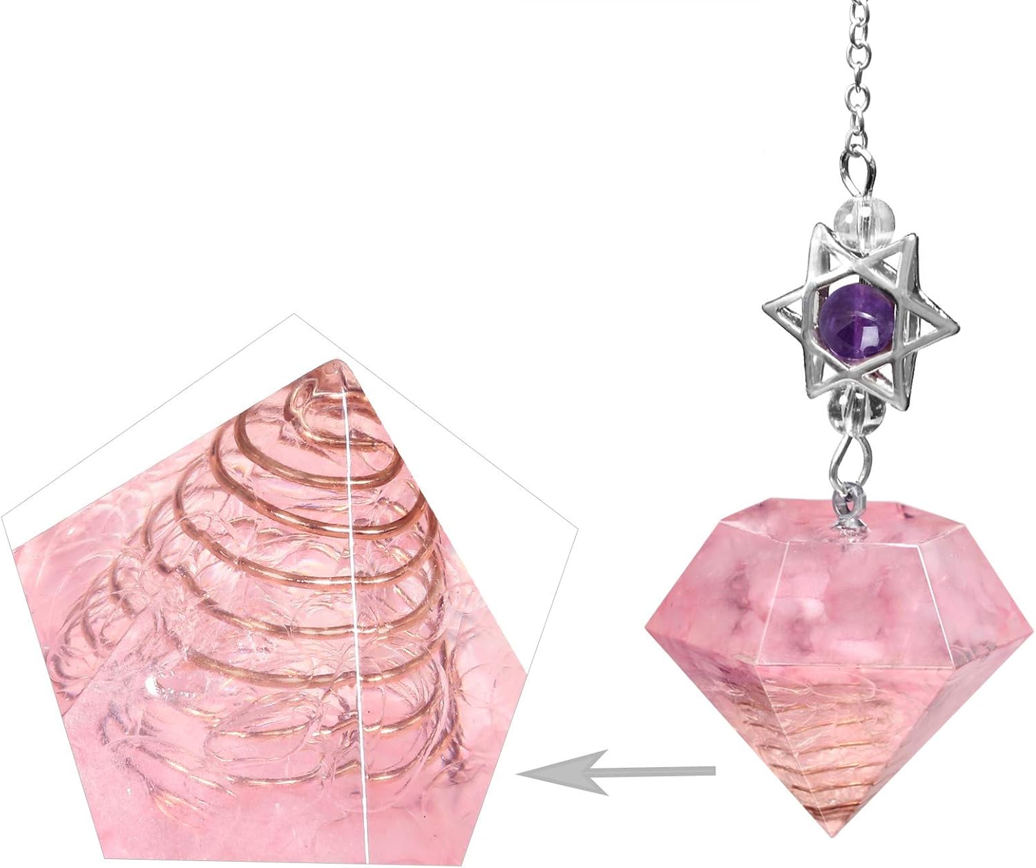 rockcloud Stone Pendulum for Dowsing Divitation Meditation Reiki Healing Energy Balancing with Dream Catcher, Rose Quartz: Home & Kitchen