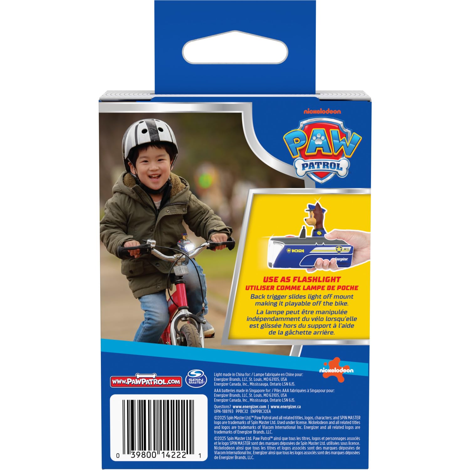 Energizer PAW Patrol Chase Bike Light, Ideal for Kid's Bikes and Scooters, PAW Patrol Toy Flashlight for Boys and Girls, Use as a Camping Flashlight and Outdoor Light (Batteries Included)