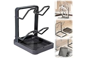 Kitchen Pot Lid Storage Rack With Removable Drip Tray, Pot Lid Holder While Cooking & Spoon Rest, Multifunctional Pot Lid Org