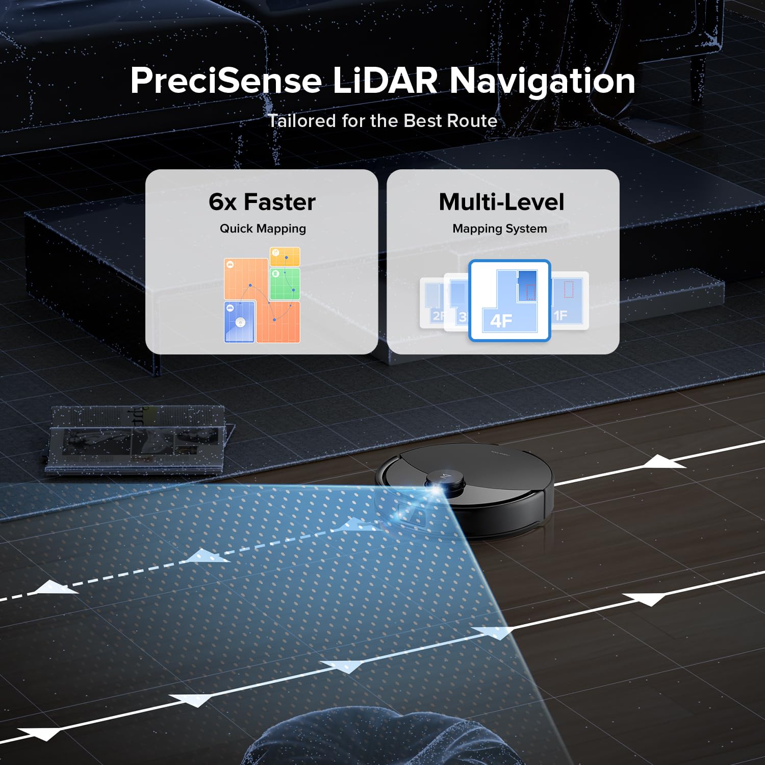 roborock Q10 X5+ Robot Aspirador y Trapeador, Autovaciante, Limpieza Manos Libres hasta 7 Semanas, Succión 10.000Pa, Evitación de Obstáculos, Navegación LiDAR, Zonas Prohibidas, Negro
