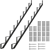 DIYHD 9-Step Outdoor Steel Stair Stringer for Deck Height 73in, 2 Pack | One-piece steel stringers support up to 500 lbs, Powder-coated black, Ideal for decks, porches, patios, and outdoor stairs