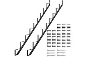 DIYHD Outdoor Steel Stair Riser 9 Steps Black Stair Stringer for Deck Height 73in,Powder Coated Black,MAX Load Capacity:500lbs,2pcs