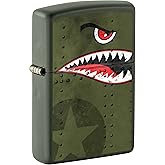 Zippo Lighter, Fighter Plane Nose Art, Shark Teeth - Green Matte 80976