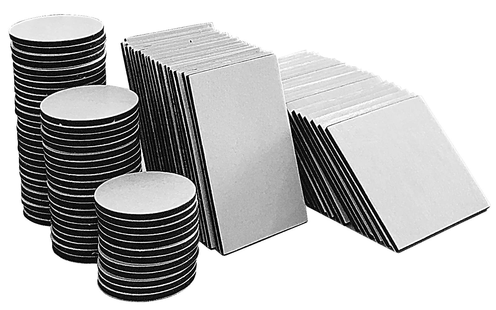 THSIREE 100PCS Double Sided Sticky Pads, Heavy Duty Adhesive Strips, Black Double Sided Sticky Tape Foam Pads Sticker for Walls Plastics Glasses Wood, 3 Shapes