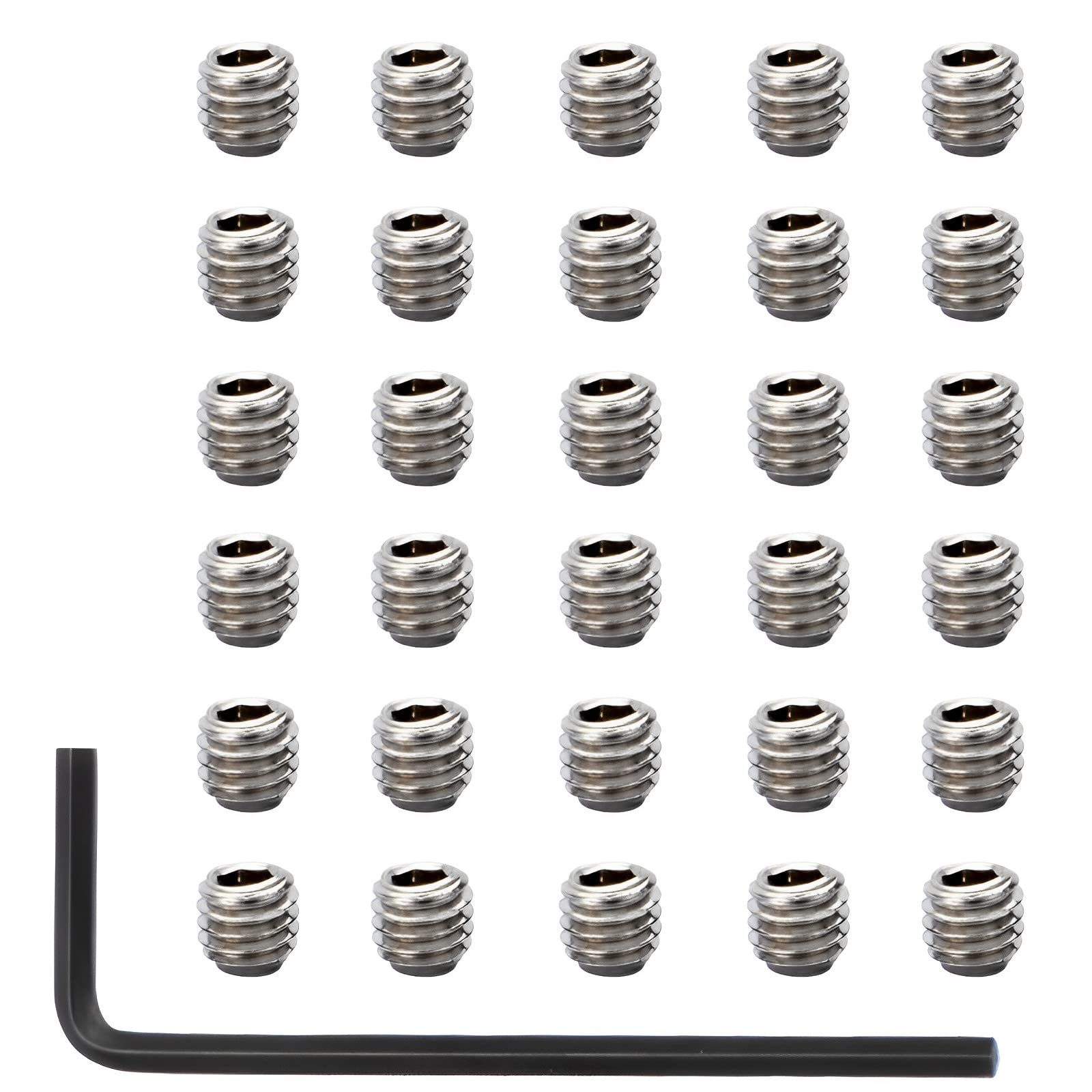 AccEncyc 10-32 x 3/16"" Socket Set Screws 30Pcs Allen Head Hex Socket Set Screws Stainless Steel Cup Point Hexagon Allen Screws with Hex Key Wrench