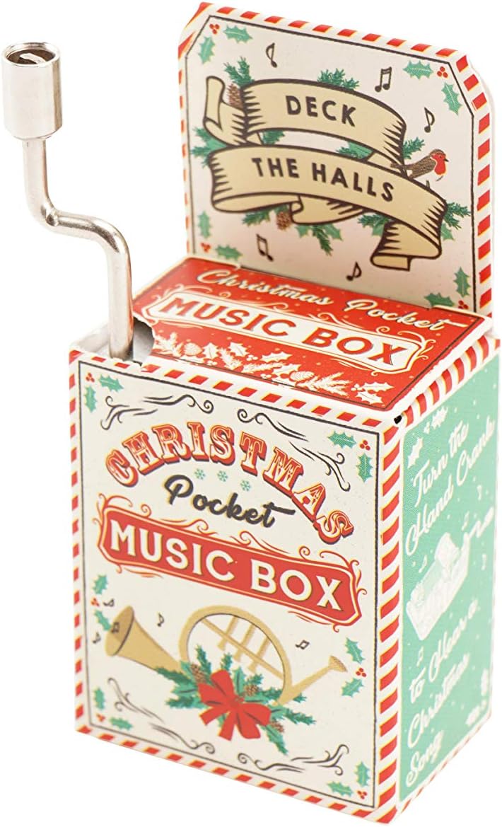 CGB Giftware Christmas Music Box - 'Deck the Halls', Multicolor, H:7.5 x W:7.5cm x D:2cm