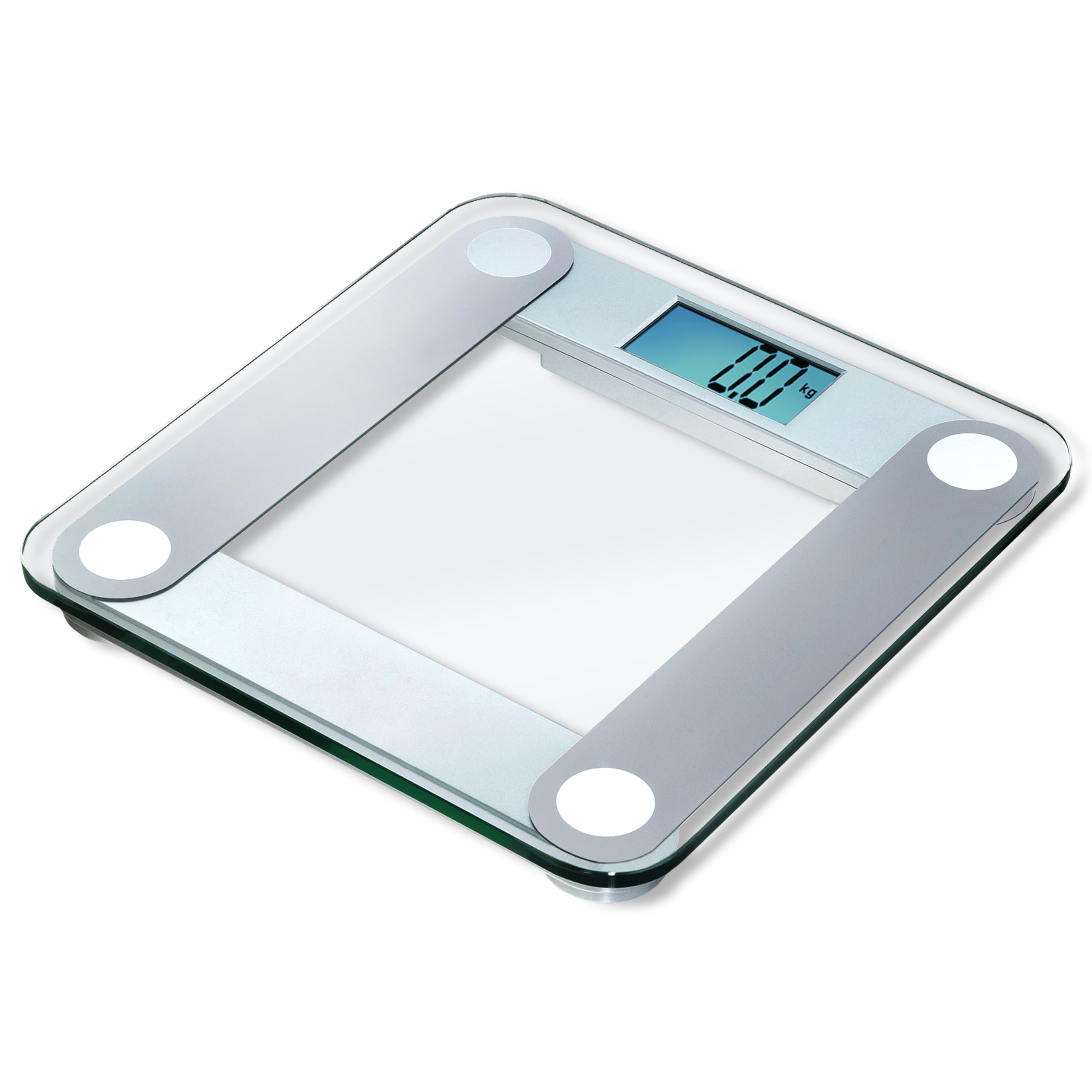 Eat Smart Digital Bathroom Scale with Extra Large Easy to Read Lighted Display, Accurate Weight Tracking, Includes Free Body Tape Measure, Grey and Clear
