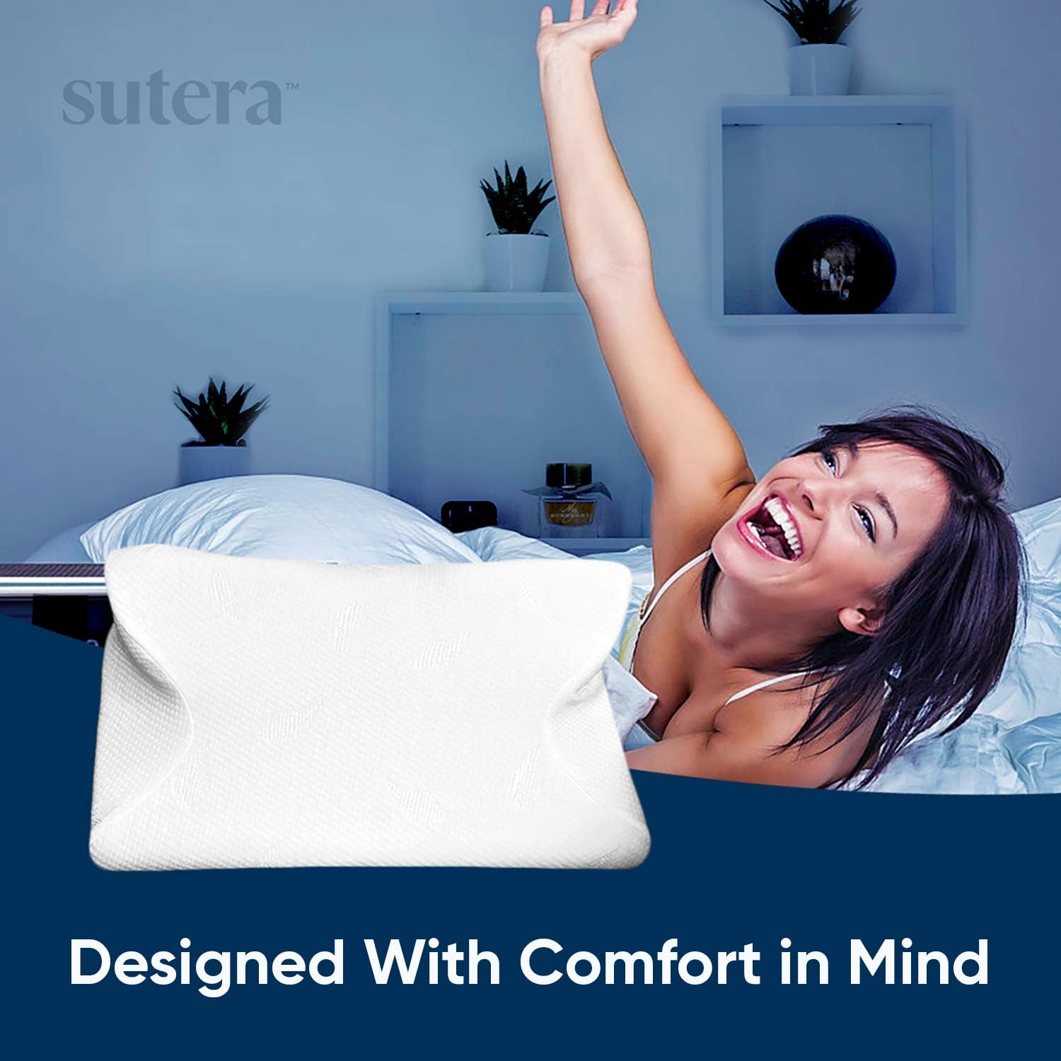 SUTERA Dream Deep Memory Foam Pillow for Sleeping, Cervical Pillow That relieves Neck, Back, Hip, Joint Pain, Bed Pillow, Side Sleepers Pillows, Orthopedic Contour Pillows w/Washable Cover: Home & Kitchen