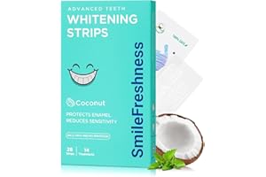 SmileFreshness Teeth Whitening Strips, 14-Day Treatments Clinically Proven for Visible & Affordable Teeth Whitening, Enamel Care Whitening, Reduced Sensitivity Formula, Coconut.