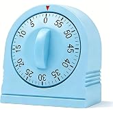 60 Minutes Wind Up Kitchen Timer, Mechanical Visual Timer with Loud Alarm, Manual Countdown Timers for Cooking, Home, Study and Sports (Blue)