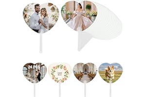 LAIAMER 24 Pcs Sublimation Wedding Fans Blank, Double-Sided DIY Sublimation Hand Fans for Church Parties & Graduation Party Favors & Wedding Fan for Guests