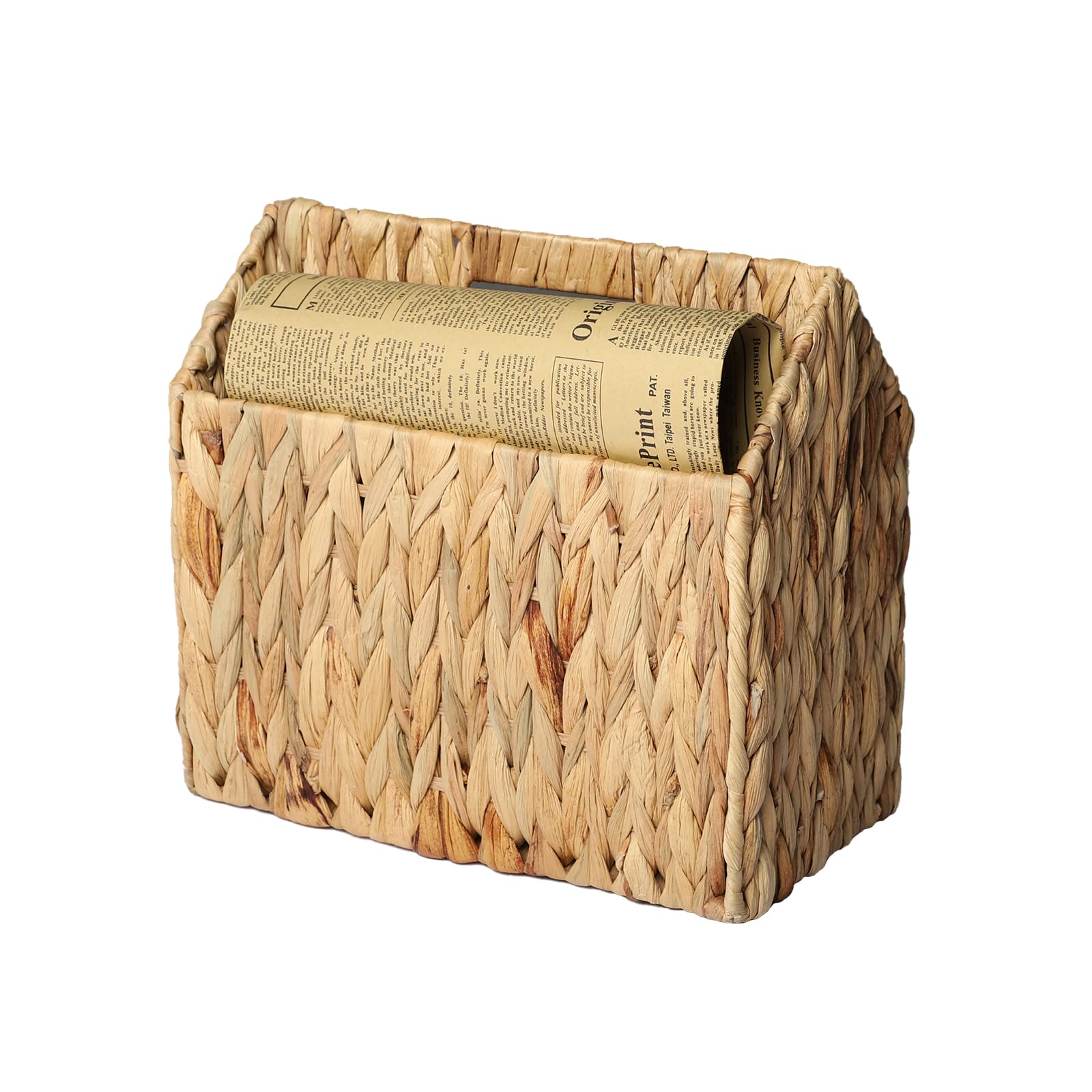 YAHUAN Natural Wicker Magazine Rack Water Hyacinth Divided Magazine ...