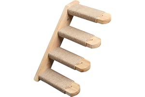 FUKUMARU Cat Climbing Shelf Wall Mounted, Four Step Cat Stairway with Jute Scratching for Kitten Perch Platform Walls Furnitu