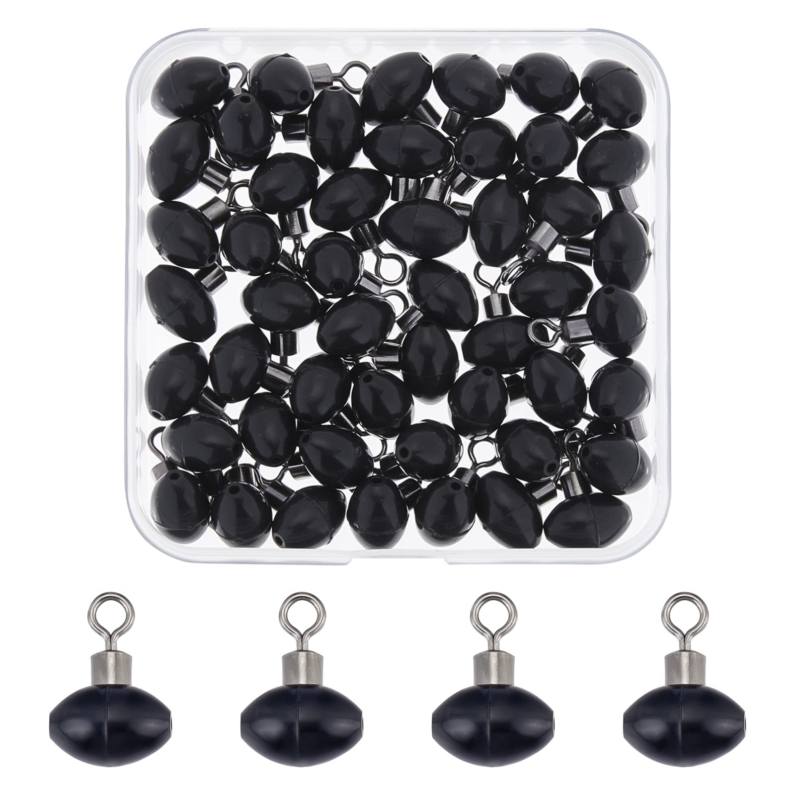 SUPERFINDINGS 50Pcs Fishing Rolling Swivel Slider Bead 16x12mm Fish Pulley Line Connectors Fishing Tackle Line Connector Fishing Tackle Running Slider Bead Swivel