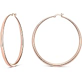 MILLA 14K Gold Hoop Earrings For Women, Silver Hoop Earrings & Rose Gold Earrings with Graduated Curvature
