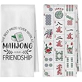 BlissfulAbon Mahjong Gifts Kitchen Towels Set - Friendship Gifts for Mahjong Lover Decorative Waffle Weave Dish Towels, Hand Towel, Tea Towel, 16x24 Inch Set of 2