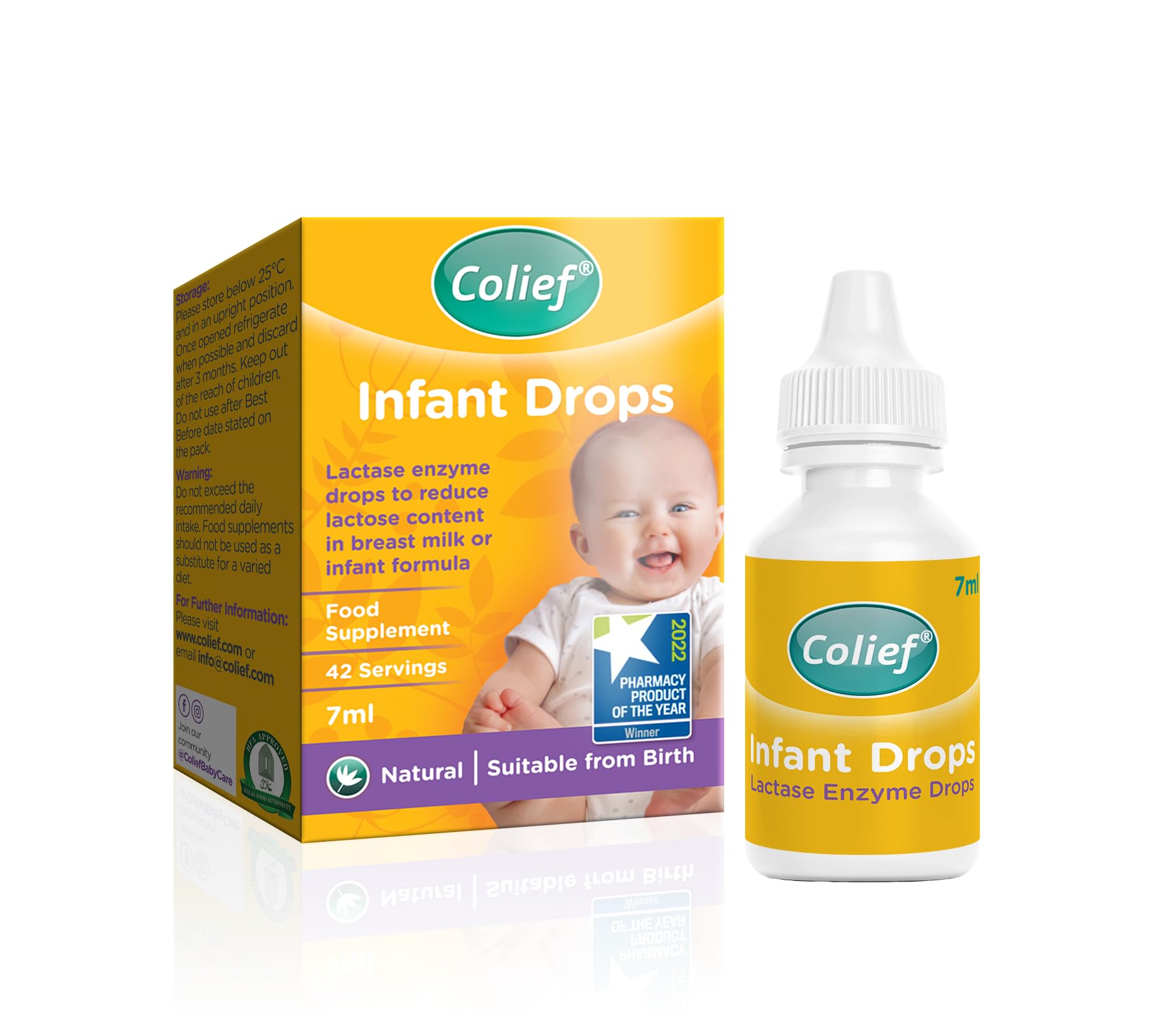 Colief Infant Drops | Lactase Enzyme Drops | Natural Colic Relief for Babies | Reduces Bloating, 7ml