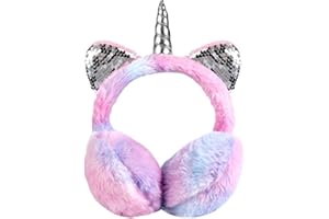 BTHRORO Ear Muffs for Kids Unicorn Earmuffs Winter Cute Ear Warmers Soft Plush Ear Covers for Cold Weather Women Kids Girls