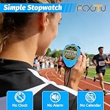 FCXJTU Simple Digital Waterproof Stopwatch Blue 1/100th 50M view 2