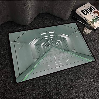 Amazon Com Futuristic Washable Doormat Sci Fi Corridor Inside