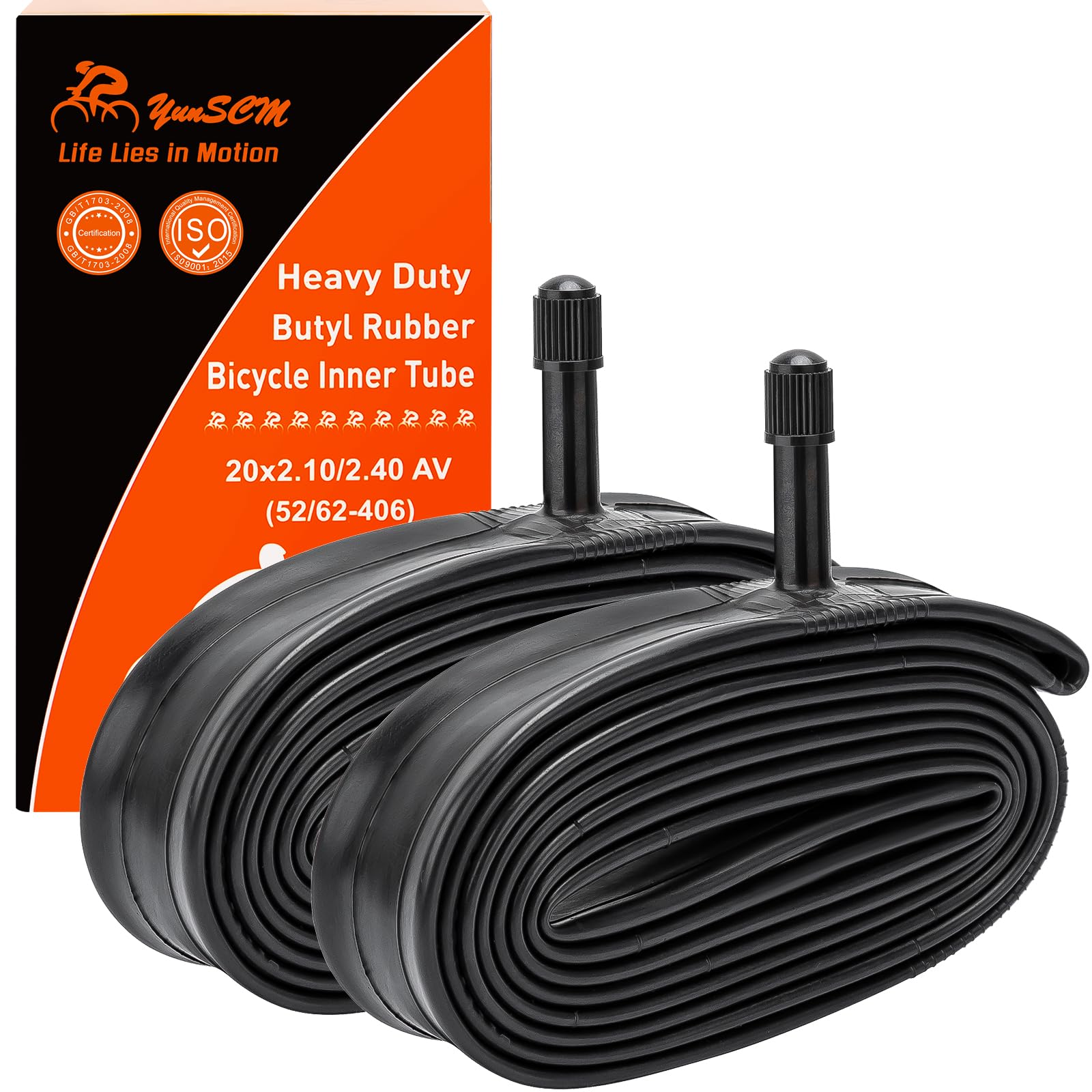 Photo 1 of 2-PCS 20" Heavy Duty Bike Tire Tubes 20x2.10/2.40 Schrader Valve (52/62-406) 20 Bicycle Inner Tubes Compatible with 20x2.10 20x2.125 20x2.20 20x2.25 20x2.3 20x2.35 20x2.4 Tire Tubes