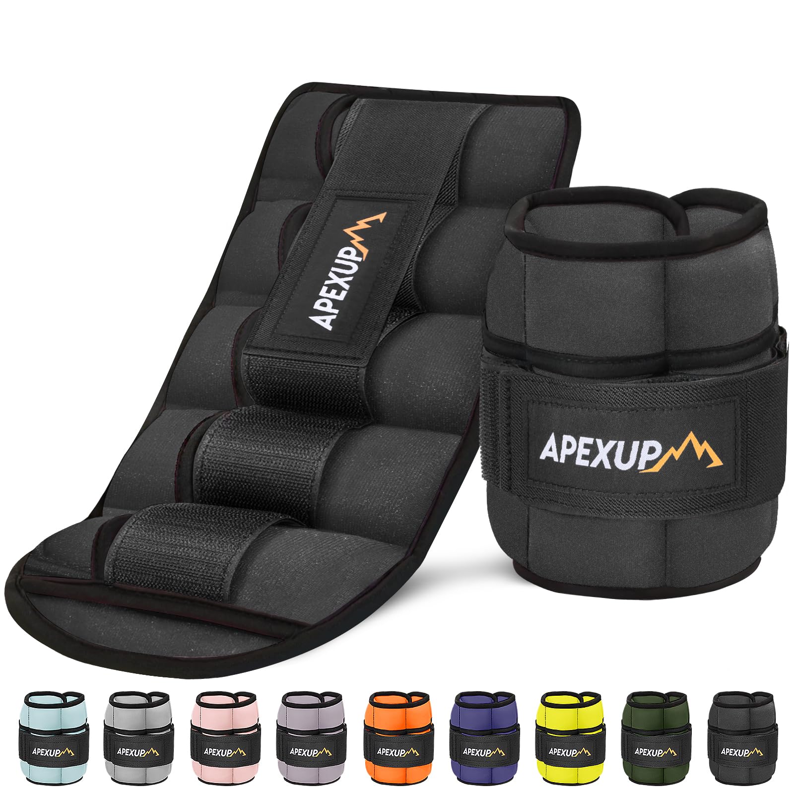 Photo 1 of APEXUP 10lbs/Pair Adjustable Ankle Weights for Women and Men, Modularized Leg Weight Straps for Yoga, Walking, Running, Aerobics, Gym (Black)