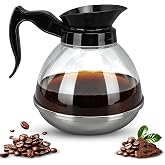 Coffee Decanter Pot, 1.2QT Universal Coffee Pot Commercial Coffee Maker Pot Replacement with Black Handle for Coffee Machine Stove Reusable