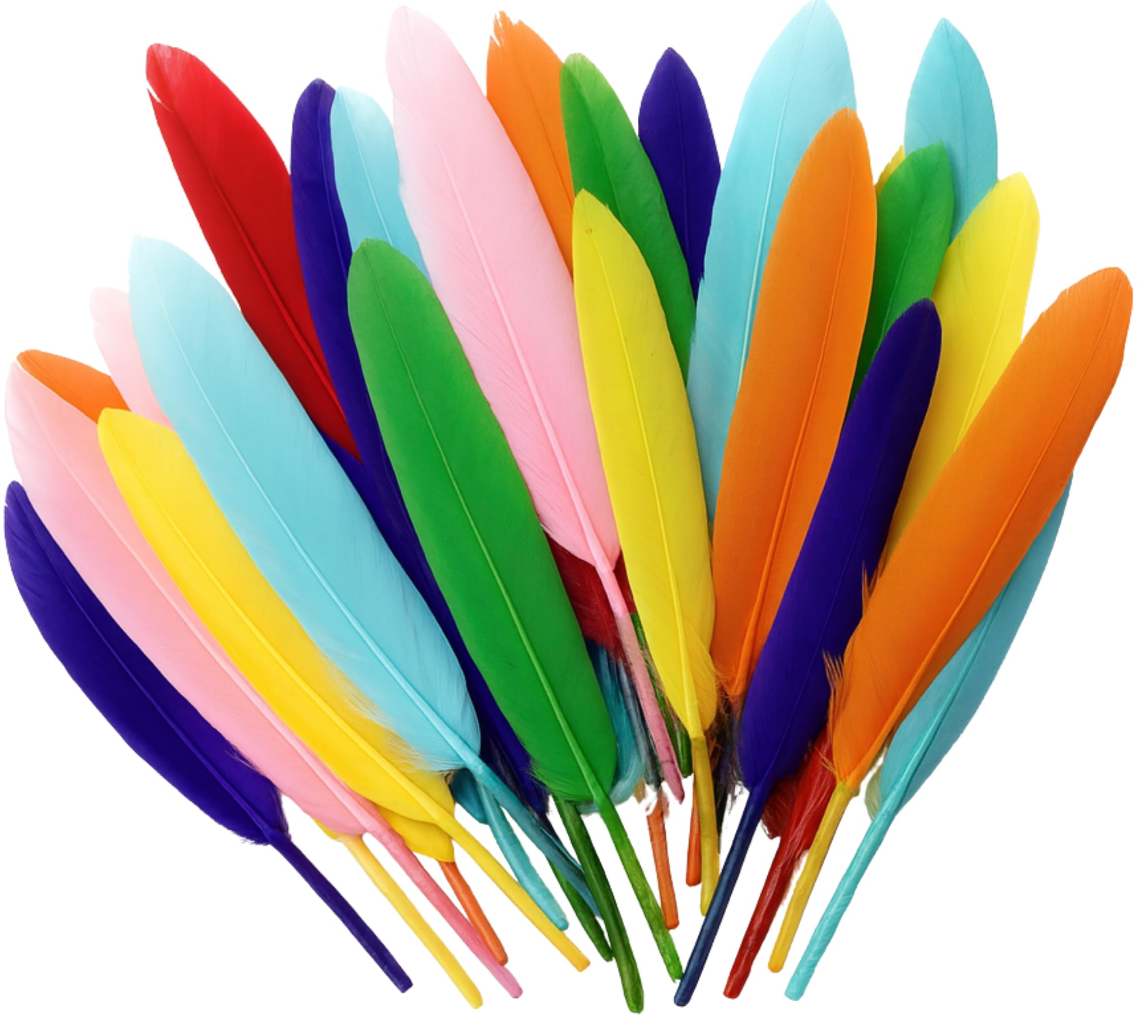 Kids B Crafty Craft Feathers for Crafting – 40 Long Coloured Feathers for Hats, Childrens Art and Collage Materials – Large 14cm Quills