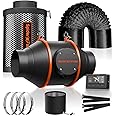 Spider Farmer Smart Air Filtration Kit 4", Inline Duct Fan, GGS Temperature Humidity Controller with WiFi App Control, Carbon Filter Combo, 25Ft Ducting, Ventilation System for Grow Tent, Hydroponics