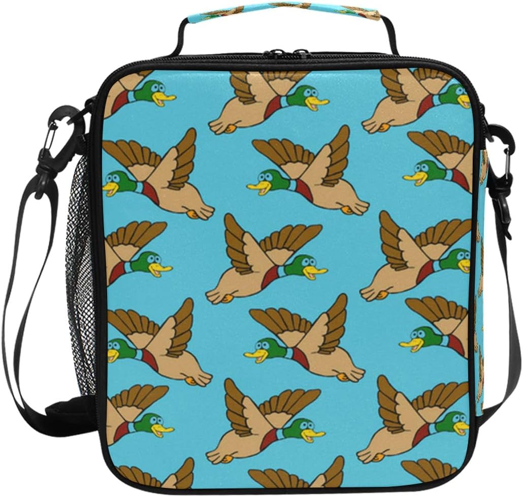 Flying Mallard Ducks Messenger Lunch Bags Shoulder Tote for