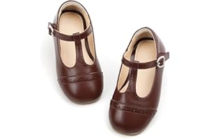 THEE BRON Girls T-Strap Shoes | Square Toe for Wide Feet | Party & Dress Toddler Kid