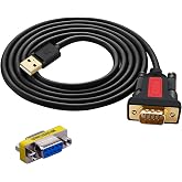 ELECABLE USB to RS232 DB9 Serial (9-Pin) Adapter Cable 5ft Compatible with MAC OS, Windows, Android, Linux (USB A)