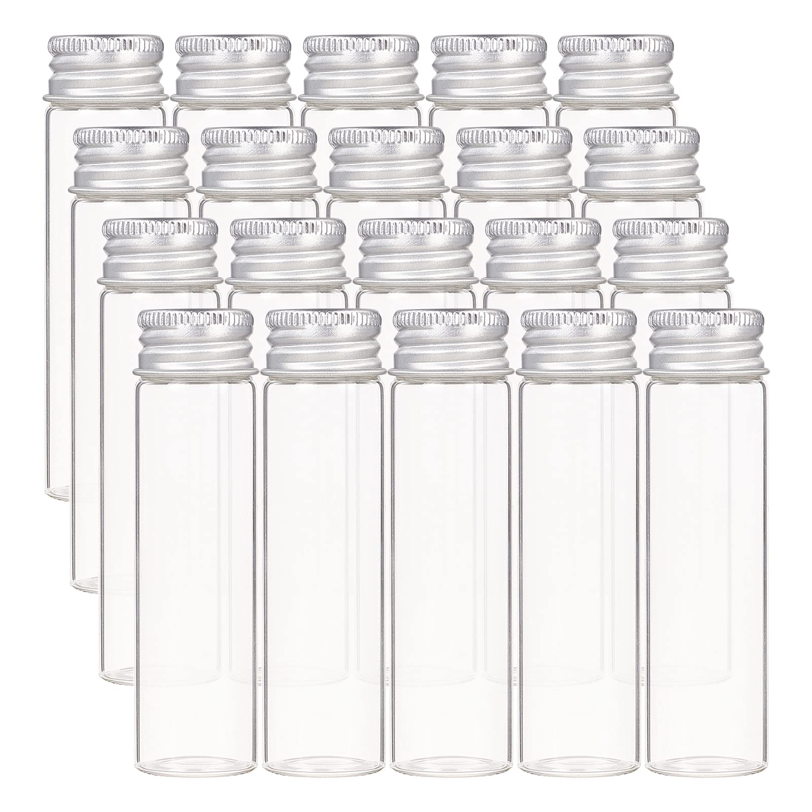 BENECREAT 20Pcs 20ml Glass Sealed Bottle with Screw Aluminum Clear Liquid Sample Vial for Pill Ornament Bottles