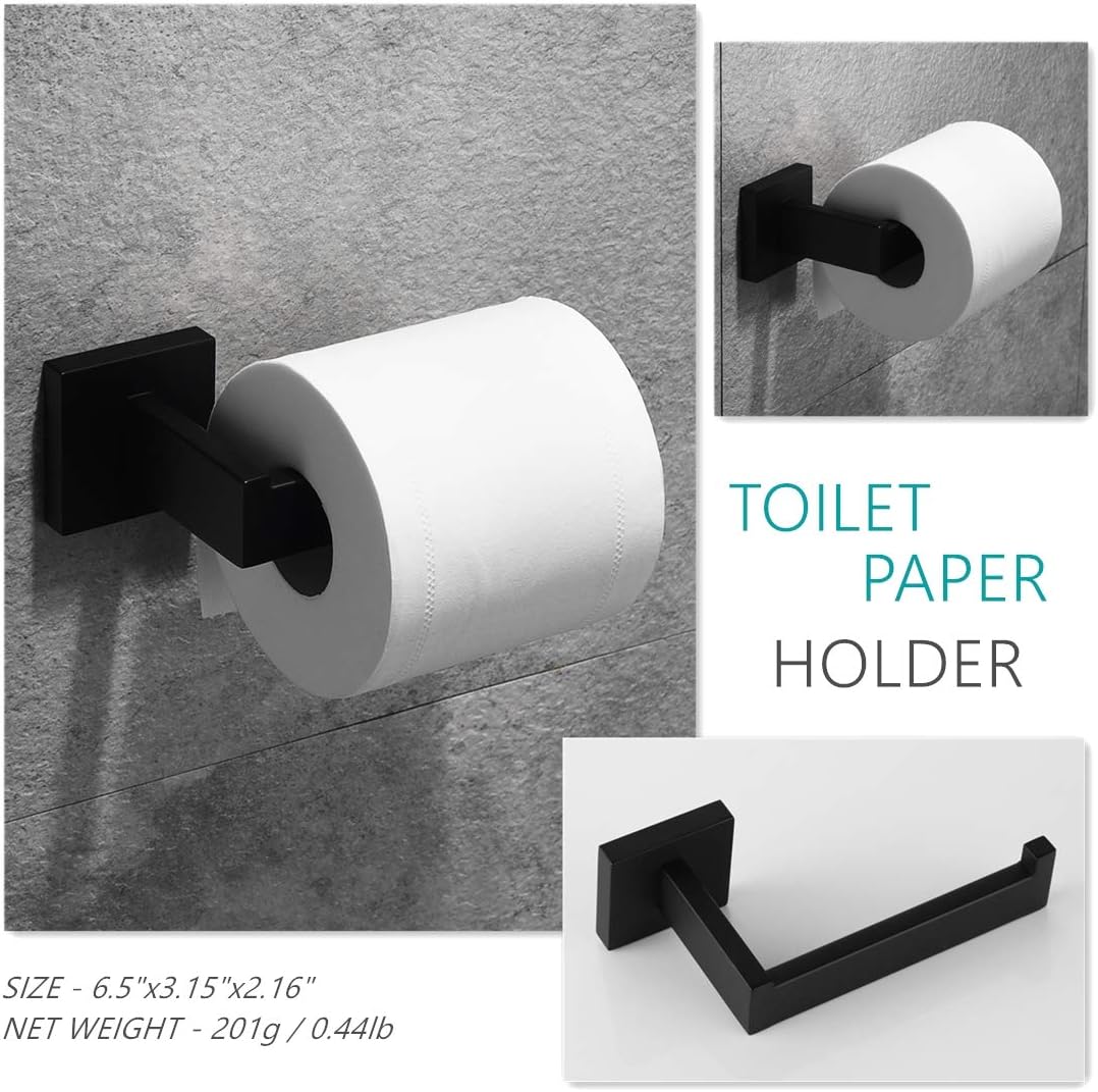 VELIMAX Premium Stainless Steel 4 Pieces Bathroom Hardware Accessories Set Wall Mounted Towel Bar Set, Matte Black, 23.6-Inch: Home & Kitchen