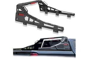 IIIREENO Roll Bar for Truck - Universal Truck Rack & Chase Rack with Third Brake Light Combo, Adjustable Truck Bed Roll Bar for Full Size Pickup Trucks, No Drilling