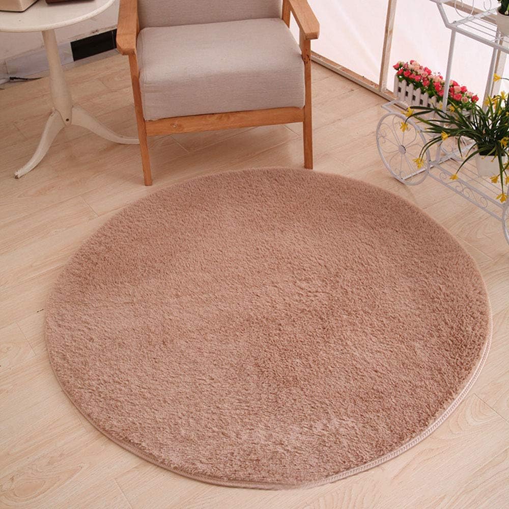 Furry Round Area Rugs Solid Super Soft Home Cozy Shaggy Carpet Mat