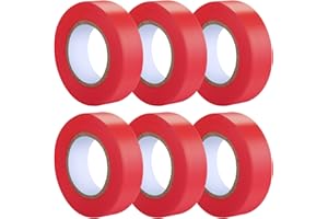 G GEYYANG GEYYANG Red Flagging Tape 6 Pack, 3.35 Mil Thick, 0.7" x 98ft, Non-Adhesive Plastic Ribbon, Survey and Mark Boundaries, Tree Marking, Trail Marking Tape, Surveyors Tape