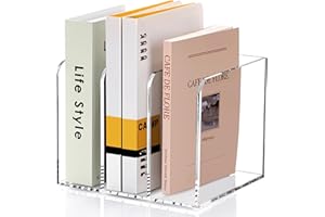 SANRUI Acrylic Magazine Holder Desk Organizer, Clear File Organizer with 3 Vertical Compartments, Magazine File Holder for Home Office, Classroom,B5 Size