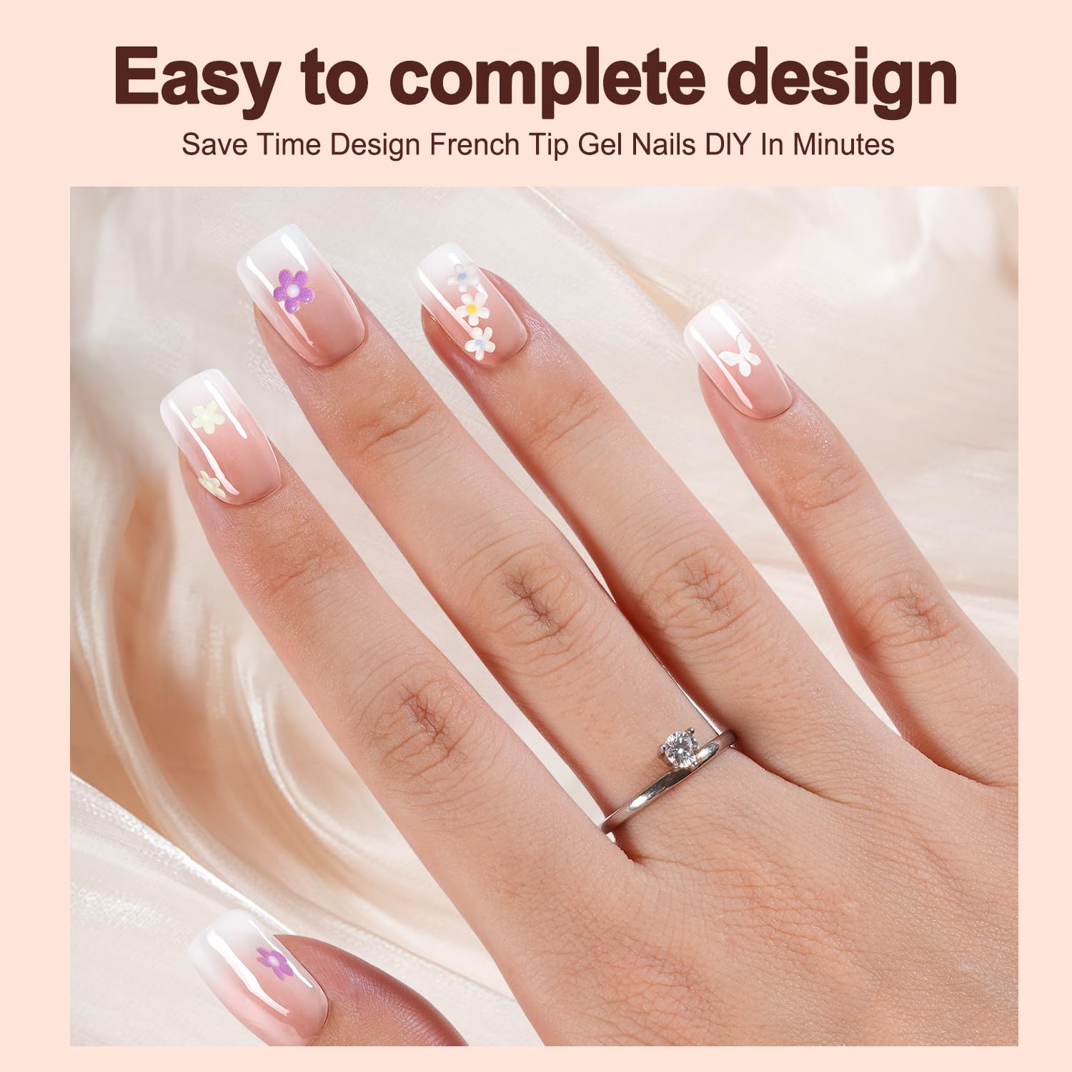 Vansiho Ombre Gel Nail Tips, 150Pcs Peach Gradient Short Square Press on Nails, Soft Gel Nails False Nail, Acrylic Fake Nails for Nail Art DIY 15 Sizes - Image 3