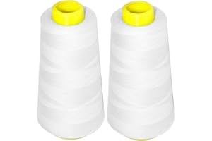 Mandala Crafts Mercerized Cotton Thread for Sewing Machine - 50 WT Cotton Threads for Quilting Thread - 2400 Yds White Thread Cotton Cone Thread for Serger Embroidery