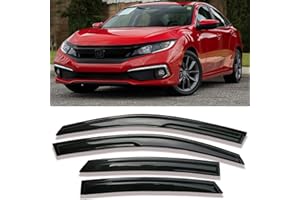 DARODCAR Side Car Window Visor Rain Guards Vent Deflectors for 2016-2021 Honda Civic Sedan, 4-Door Front Rear Sun Shades Window Vent Smoke 4pcs