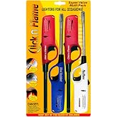 Click n Flame Utility Lighter 4-Pack - Wind Resistant Flexible Shaft Multi Purpose Lighter for BBQ, Kitchen, Candle, Fireplace, Grill