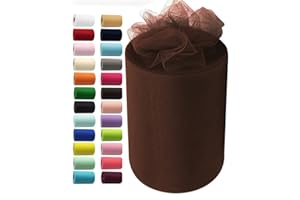 IONTACH Brown Tulle Fabric Rolls 6 Inch by 100 Yards (300 feet) Fabric Spool Tulle Ribbon for DIY Brown Tutu Bow Baby Shower Birthday Party Wedding Halloween Decorations Christmas Craft Supplies
