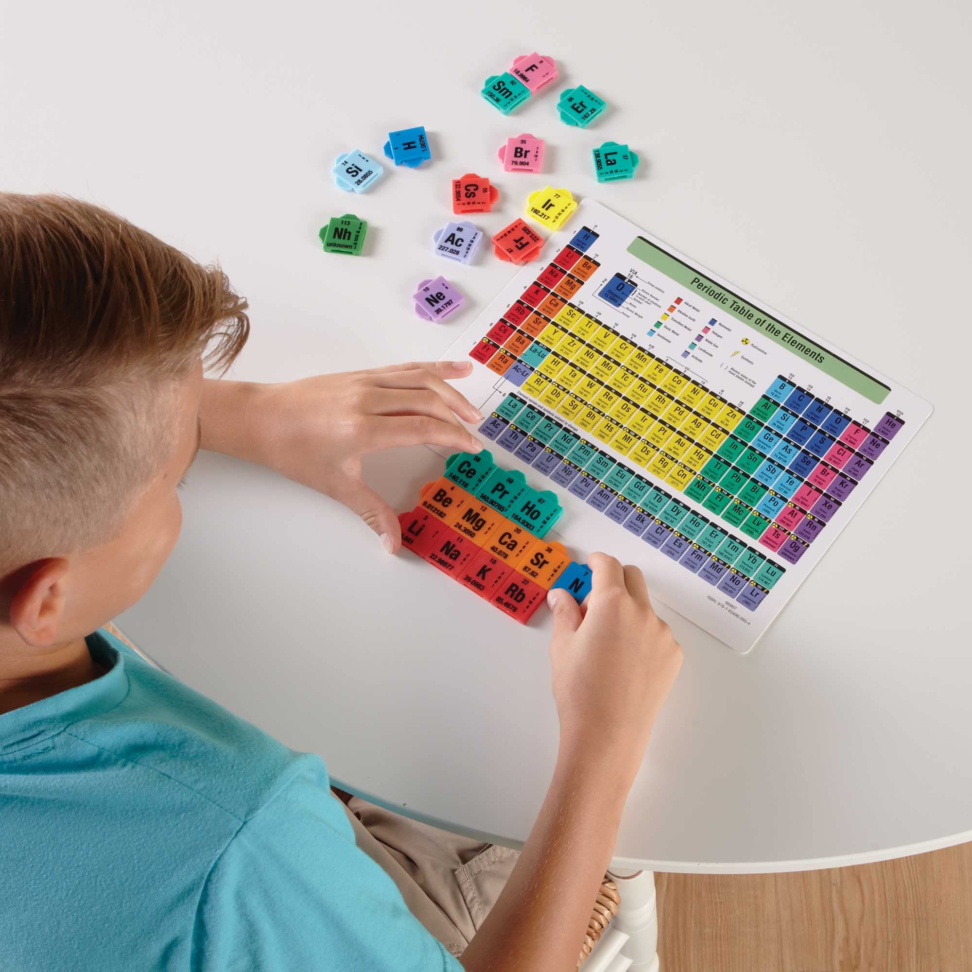 hand2mind Connecting Color Tiles Periodic Table For Kids Ages 10-13, Learn About Elements And Chemistry At Home, 163 Tiles Including Chart